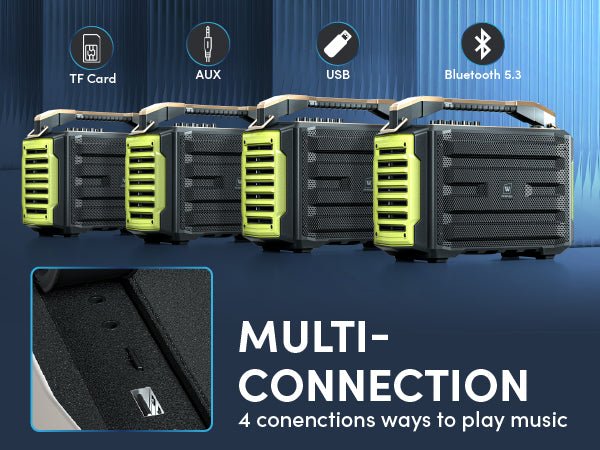 WinBridge K600 200W Portable Bluetooth Party Speaker with 2 Wireless Microphones - IPX4 Waterproof, Karaoke Machine, PA System for Outdoor/Indoor, Big Bass Pro Sound, Voice Amplifier for Teachers - WinBridge