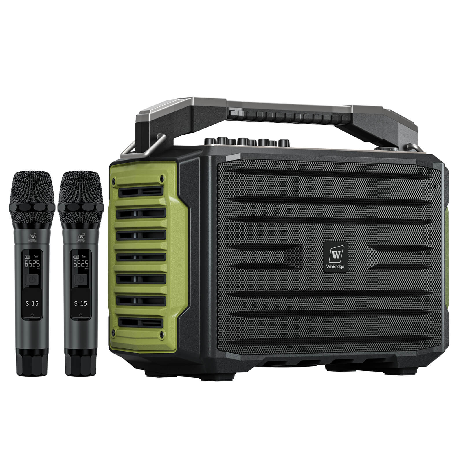 WinBridge K600 200W Portable Bluetooth Party Speaker with 2 Wireless Microphones - IPX4 Waterproof, Karaoke Machine, PA System for Outdoor/Indoor, Big Bass Pro Sound, Voice Amplifier for Teachers - WinBridge