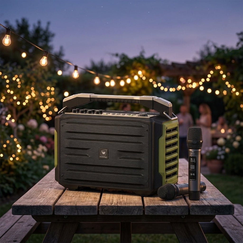 WinBridge K600 200W Portable Bluetooth Party Speaker with 2 Wireless Microphones - IPX4 Waterproof, Karaoke Machine, PA System for Outdoor/Indoor, Big Bass Pro Sound, Voice Amplifier for Teachers - WinBridge