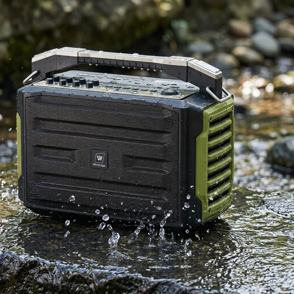 WinBridge K600 200W Portable Bluetooth Party Speaker with 2 Wireless Microphones - IPX4 Waterproof, Karaoke Machine, PA System for Outdoor/Indoor, Big Bass Pro Sound, Voice Amplifier for Teachers - WinBridge