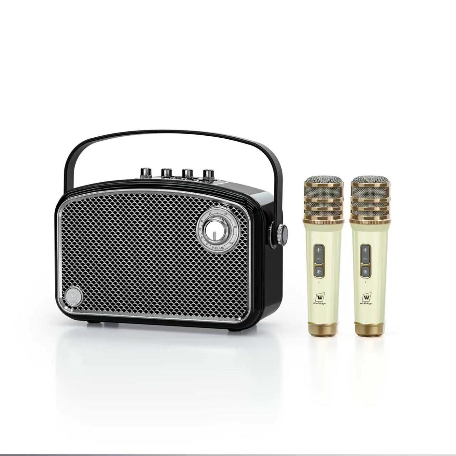 WinBridge L200 Karaoke Machine with 2 UHF Wireless Microphones, 70W Bluetooth Speaker with Bass/Trable/Echo Adjustment, Portable Pa System for Adults, Teachers, Public Speaking, Events - WinBridge
