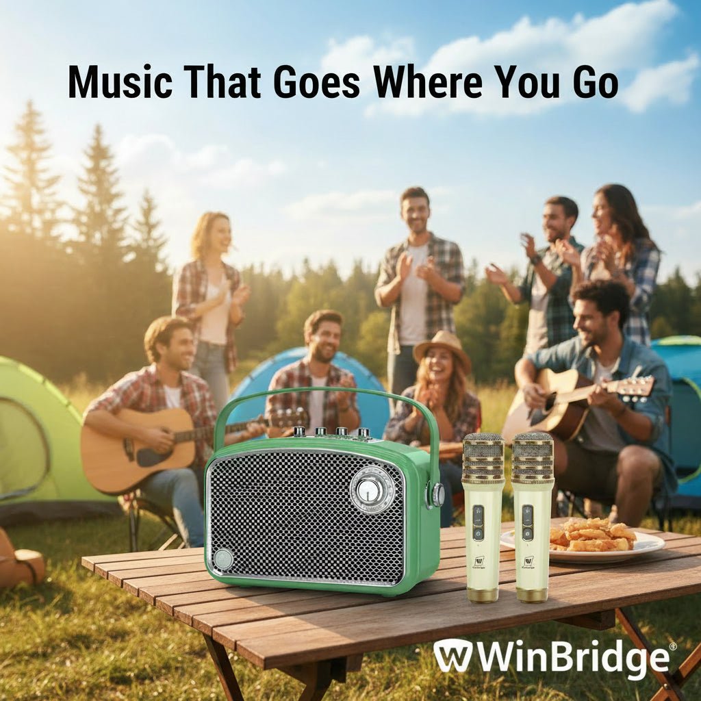 WinBridge L200 Karaoke Machine with 2 UHF Wireless Microphones, 70W Bluetooth Speaker with Bass/Trable/Echo Adjustment, Portable Pa System for Adults, Teachers, Public Speaking, Events - WinBridge
