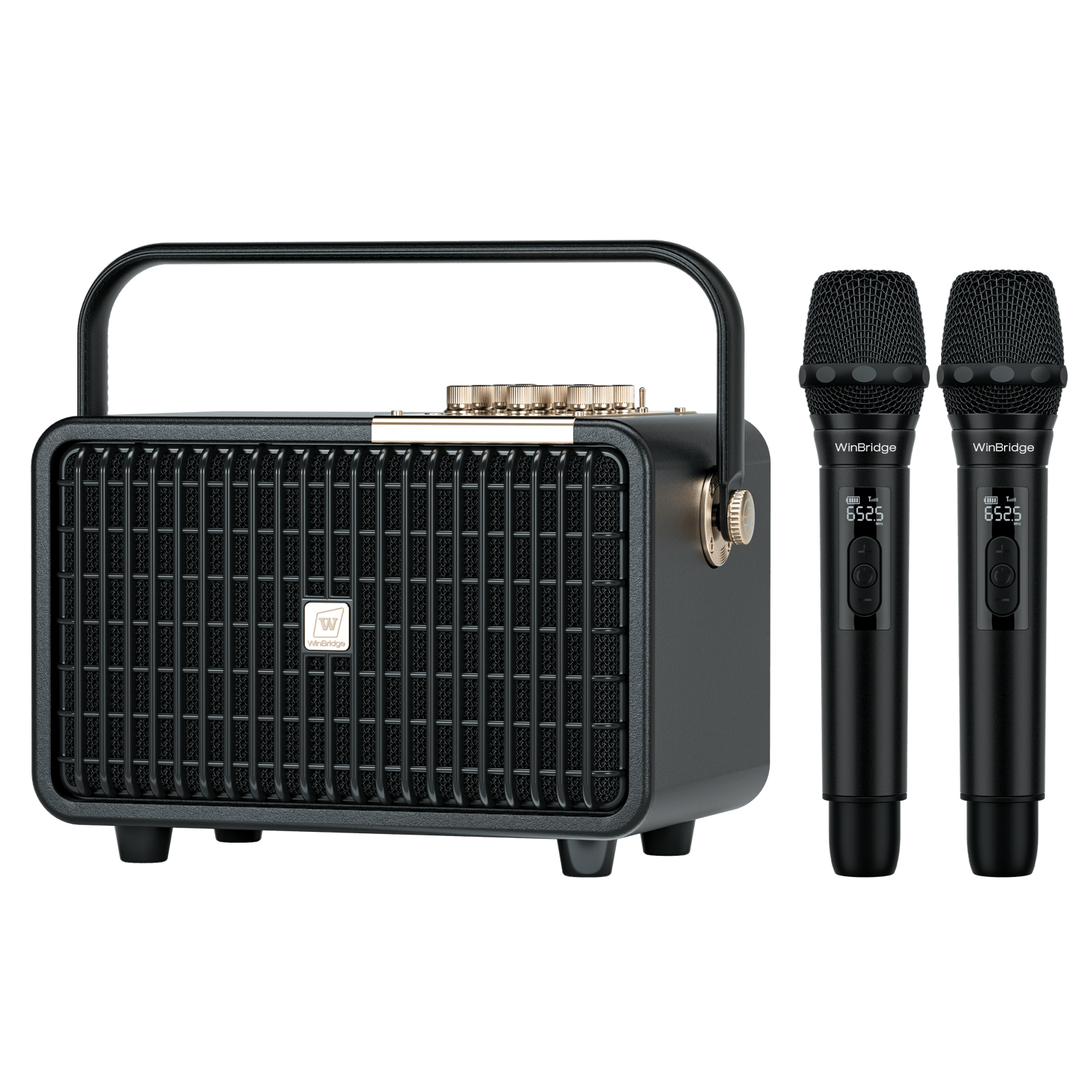 WinBridge L400 Portable Karaoke Machine, 240W Peak Wireless Bluetooth PA System with 2 UHF Microphones, Voice Amplifier with Echo/Treble/Bass for Home Party, Wedding, Church, Outdoor Events - WinBridge