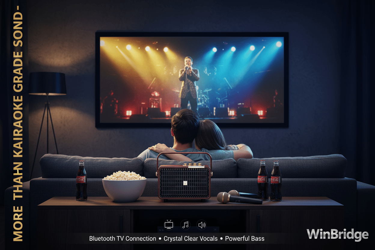 WinBridge L400 Portable Karaoke Machine, 240W Peak Wireless Bluetooth PA System with 2 UHF Microphones, Voice Amplifier with Echo/Treble/Bass for Home Party, Wedding, Church, Outdoor Events - WinBridge