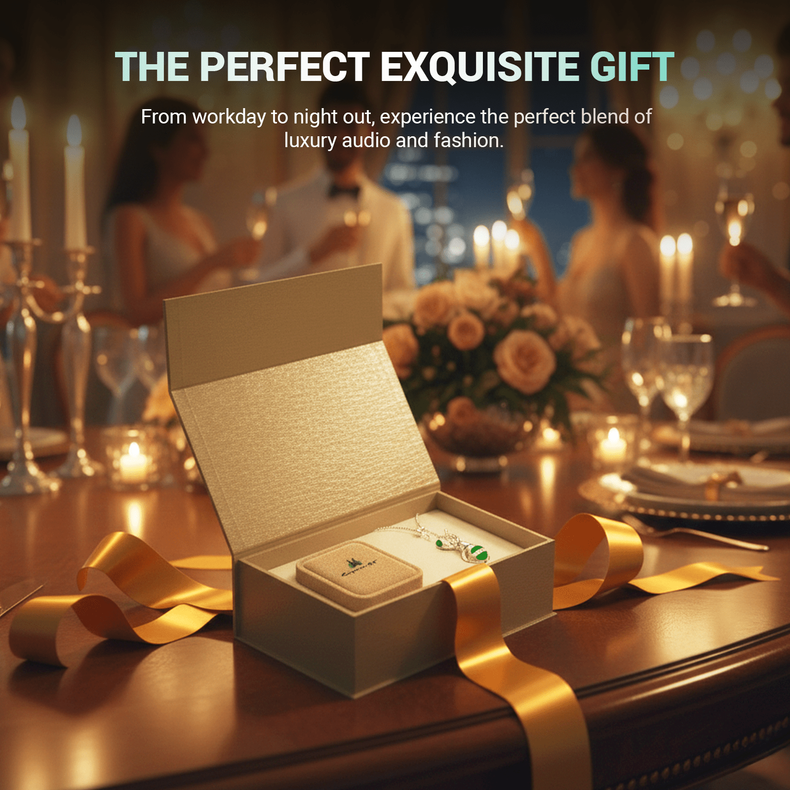 WinBridge LUX02 Fashion Bee Design Bluetooth Earbuds for Women, Silver & Emerald Semi - in - Ear, Open - Ear Comfort, Bluetooth 6.0, Clear Calls - WinBridge