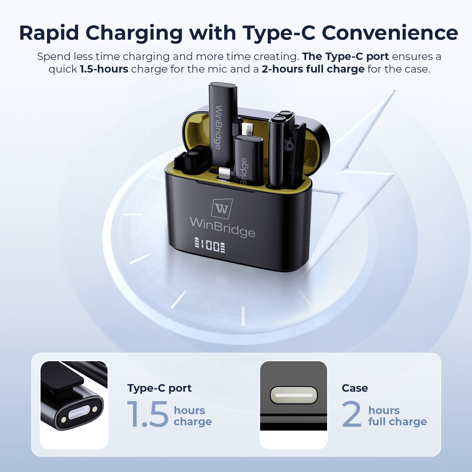 WinBridge M31 Wireless Lavalier Microphone, 2.4G Clip - On Lapel Mic with ANC, 48KHz HD Recording, 21H Battery for iPhone, Android, Camera, YouTube, TikTok, Vlogging, Live Streaming - WinBridge