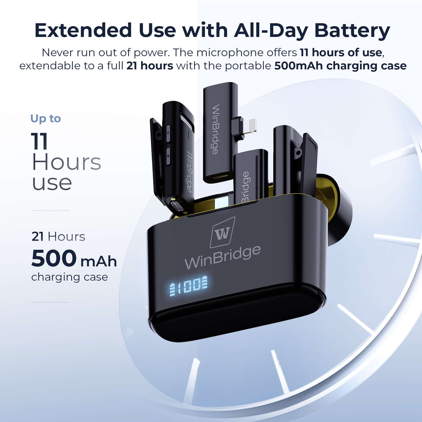 WinBridge M31 Wireless Lavalier Microphone, 2.4G Clip - On Lapel Mic with ANC, 48KHz HD Recording, 21H Battery for iPhone, Android, Camera, YouTube, TikTok, Vlogging, Live Streaming - WinBridge