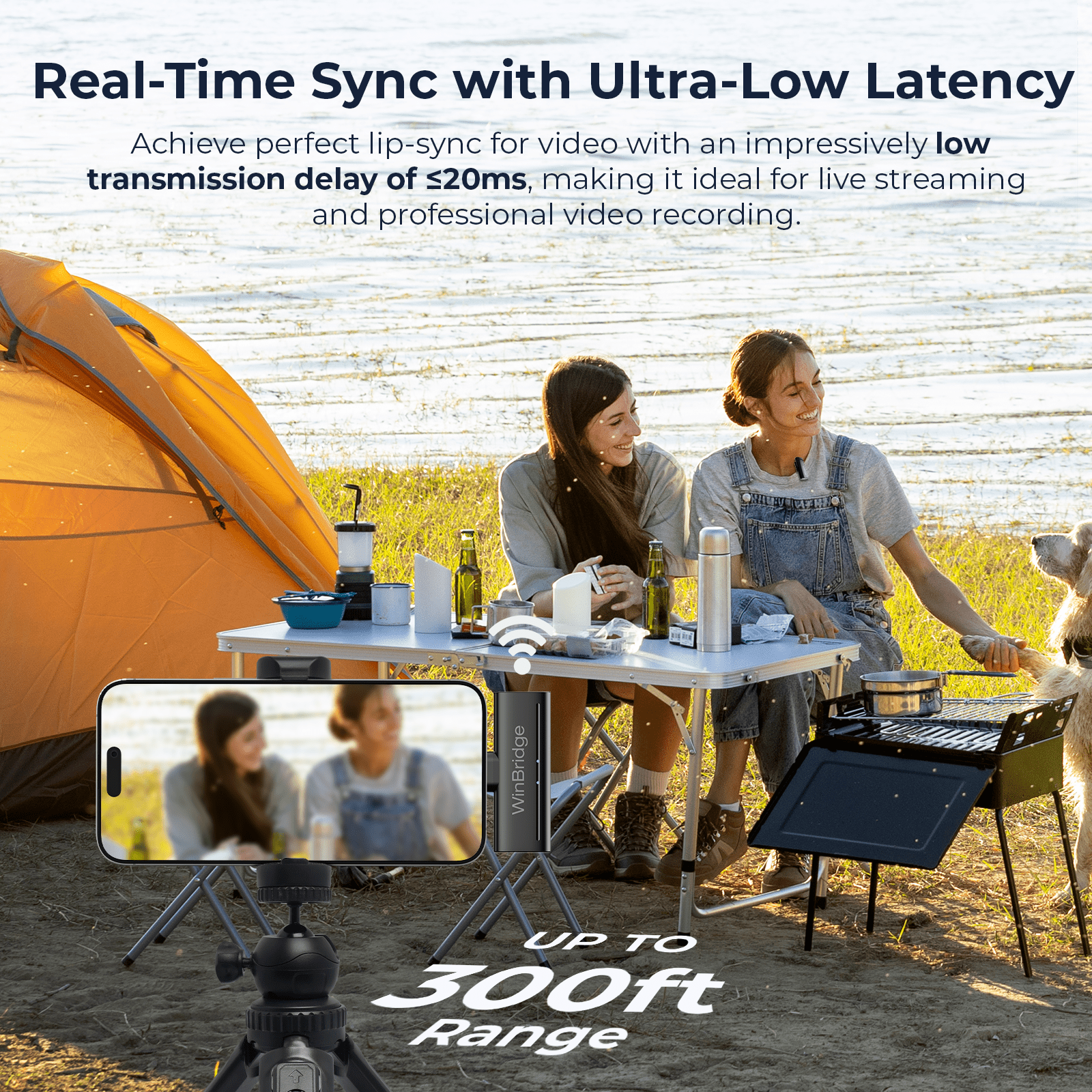 WinBridge M31 Wireless Lavalier Microphone, 2.4G Clip - On Lapel Mic with ANC, 48KHz HD Recording, 21H Battery for iPhone, Android, Camera, YouTube, TikTok, Vlogging, Live Streaming - WinBridge