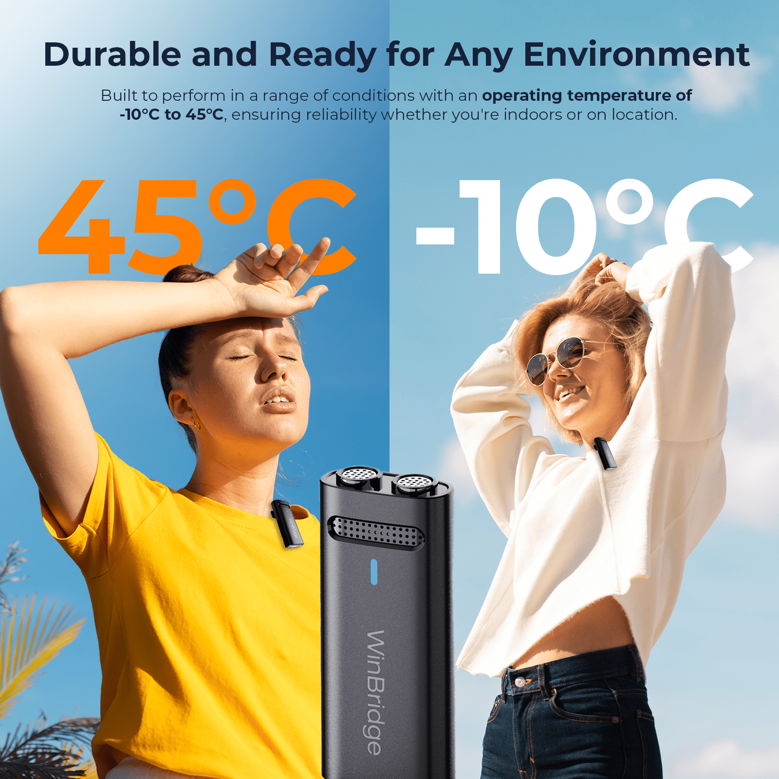 WinBridge M31 Wireless Lavalier Microphone, 2.4G Clip - On Lapel Mic with ANC, 48KHz HD Recording, 21H Battery for iPhone, Android, Camera, YouTube, TikTok, Vlogging, Live Streaming - WinBridge