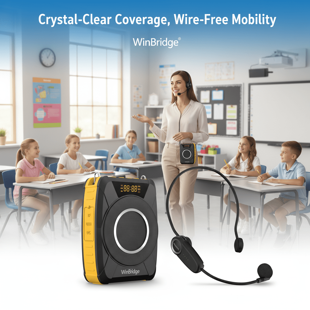 WinBridge M801 20W Voice Amplifier With Wireless Microphone Headset Waterproof with Siren Feature - WinBridge