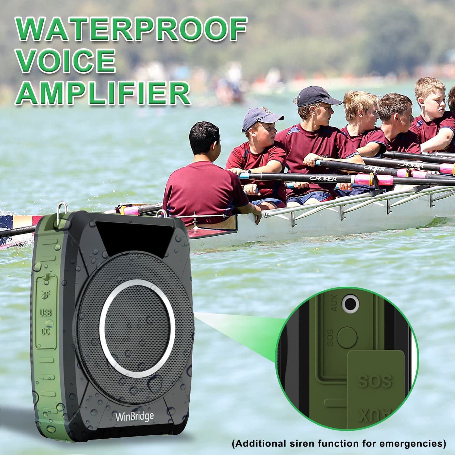 WinBridge M801 20W Voice Amplifier With Wireless Microphone Headset Waterproof with Siren Noise Feature - WinBridge