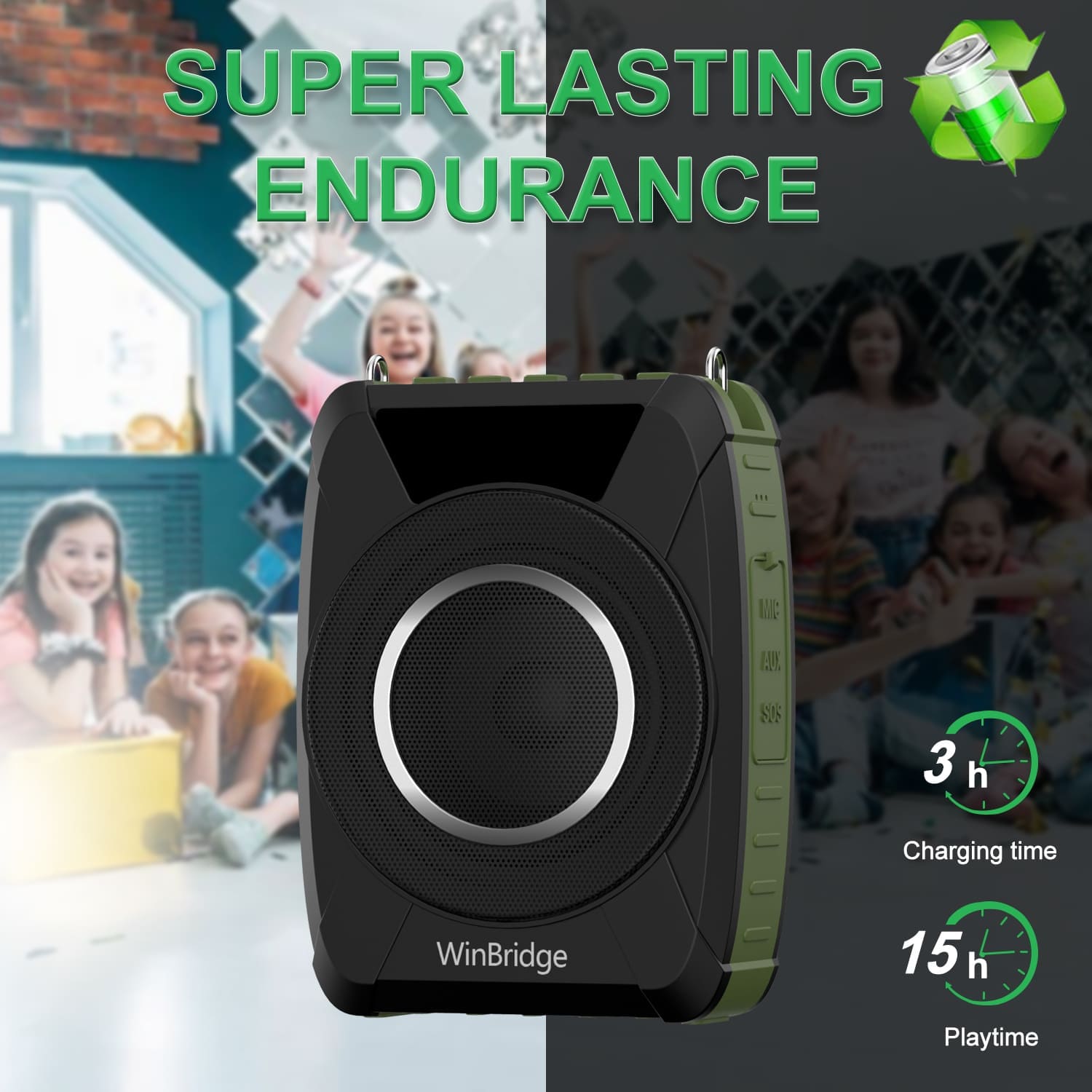 WinBridge M801 20W Voice Amplifier With Wireless Microphone Headset Waterproof with Siren Noise Feature - WinBridge