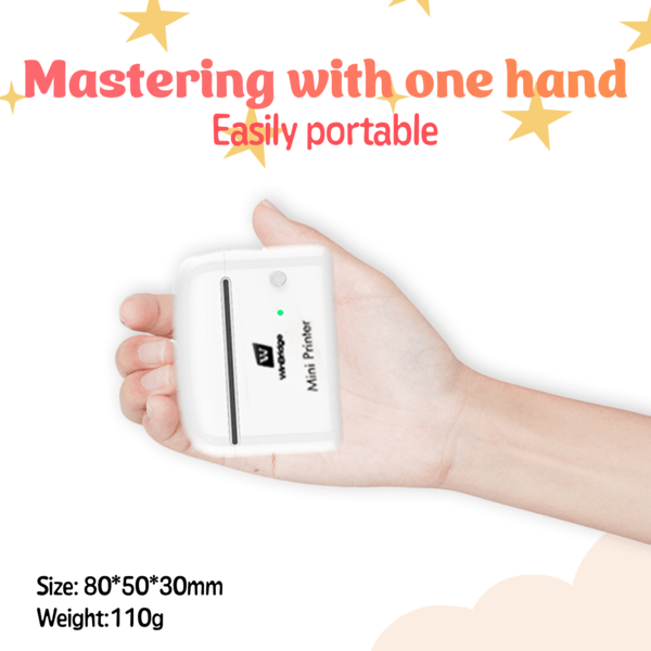 WinBridge Mini Card Printer, Portable Bluetooth Thermal Printer, Small Instant Pocket Phone Printer for DIY Card stock, Greeting Cards, Bookmark, Label - WinBridge