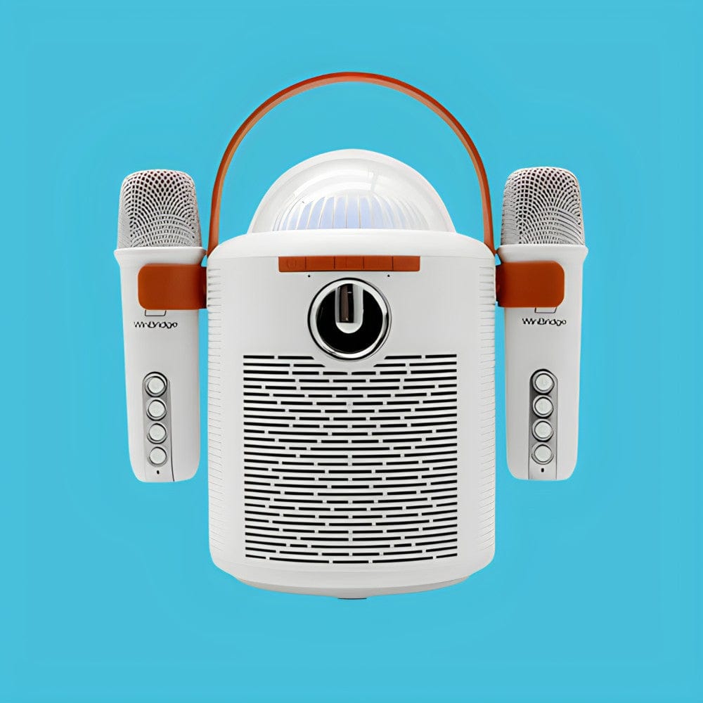 WinBridge Portable Speaker with Two Bluetooth Microphones, Perfect Karaoke Machine with LED Lights, Wireless PA Speaker System for Parties and Singing, Karaoke Speaker for Kids Adults T7 White - WinBridge
