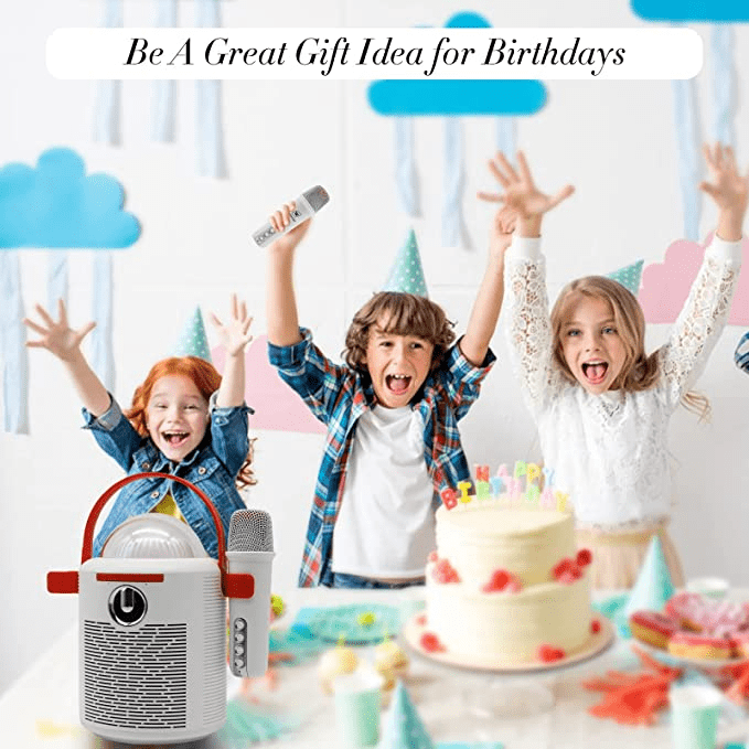 WinBridge Portable Speaker with Two Bluetooth Microphones, Perfect Karaoke Machine with LED Lights, Wireless PA Speaker System for Parties and Singing, Karaoke Speaker for Kids Adults T7 White - WinBridge