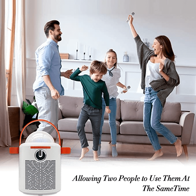 WinBridge Portable Speaker with Two Bluetooth Microphones, Perfect Karaoke Machine with LED Lights, Wireless PA Speaker System for Parties and Singing, Karaoke Speaker for Kids Adults T7 White - WinBridge