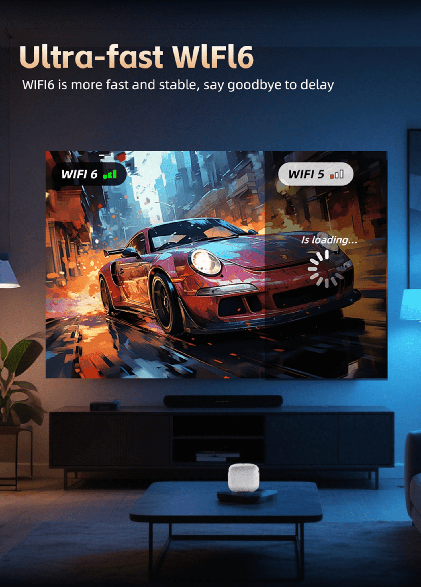 WinBridge Q8 Smart Projector 1080p Full HD Portable Mini Projector with WiFi,Bluetooth,HDMI&USB,Auto Focus and Auto Keystone Correction - WinBridge