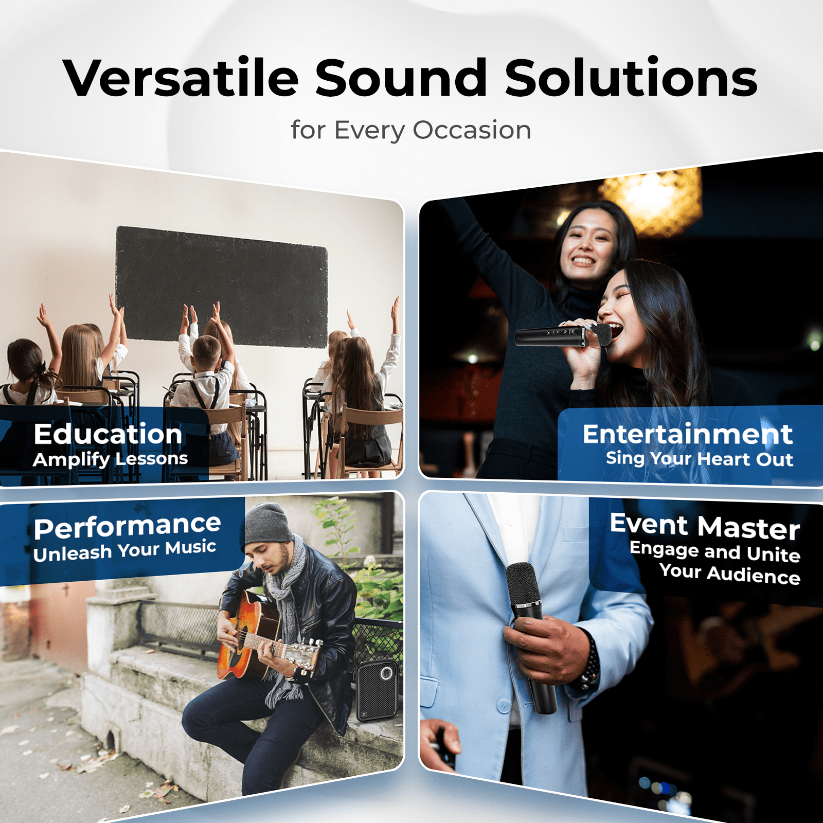 WinBridge S100 Pro Voice Amplifier with 2 Wireless Microphones, 70W Portable Bluetooth Speaker with Mic, Small PA Speaker System, Karaoke Machine for Teachers, Public Speaking, Events, Singing - WinBridge