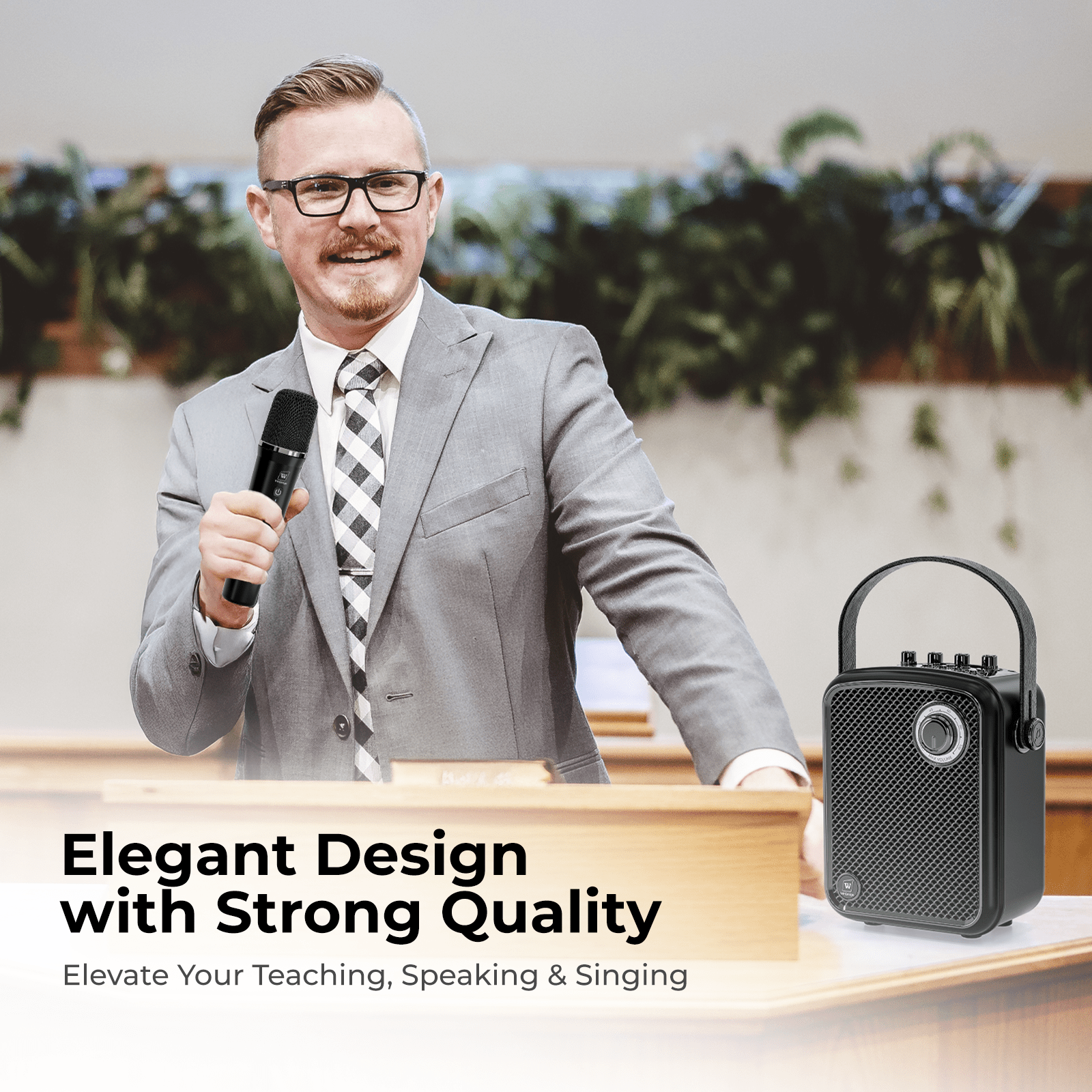 WinBridge S100 Pro Voice Amplifier with 2 Wireless Microphones, 70W Portable Bluetooth Speaker with Mic, Small PA Speaker System, Karaoke Machine for Teachers, Public Speaking, Events, Singing - WinBridge