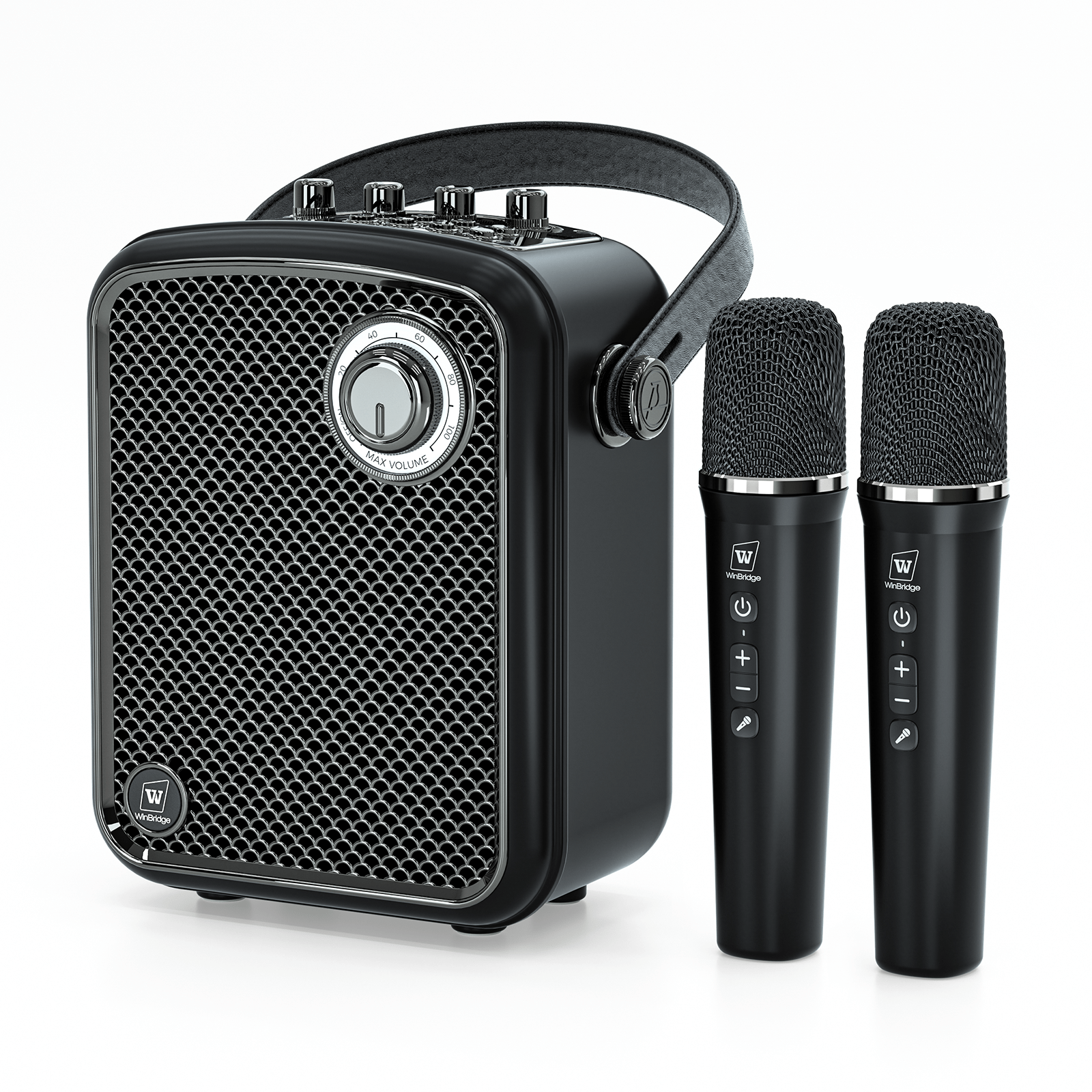 WinBridge S100 Pro Voice Amplifier with 2 Wireless Microphones, 70W Portable Bluetooth Speaker with Mic, Small PA Speaker System, Karaoke Machine for Teachers, Public Speaking, Events, Singing - WinBridge