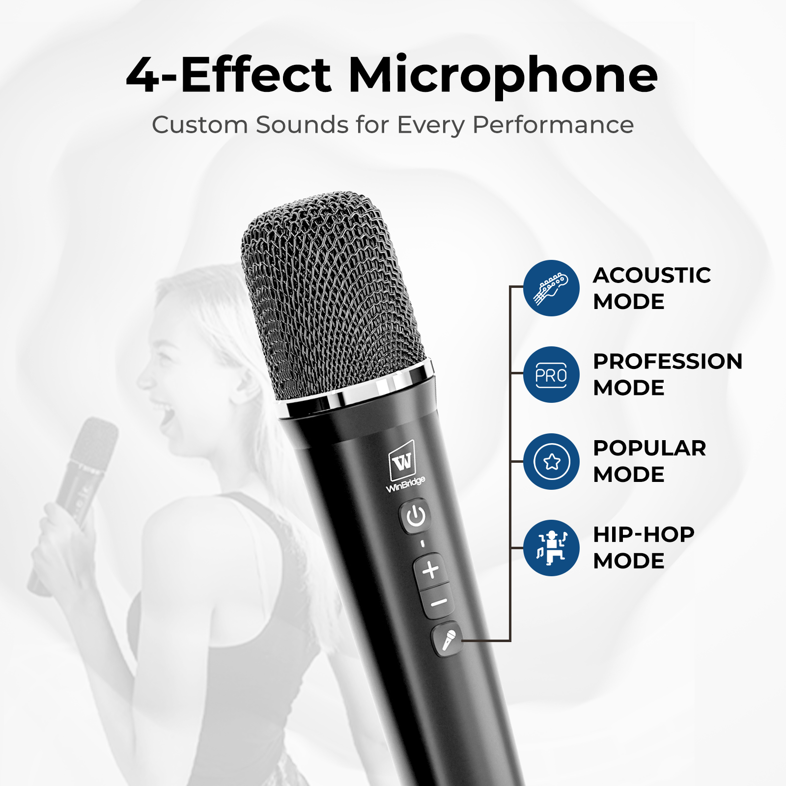 WinBridge S100 Wireless Voice Amplifier with Handheld Microphone 70W Multifunctional Portable Bluetooth Pa System for Teachers, Karaoke Speaker and Mic System Supports Guitar, Monitoring and Live - WinBridge