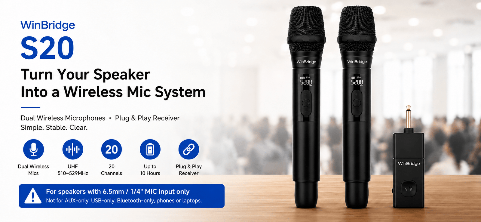 WinBridge S20 Universal Wireless Microphone System - WinBridge