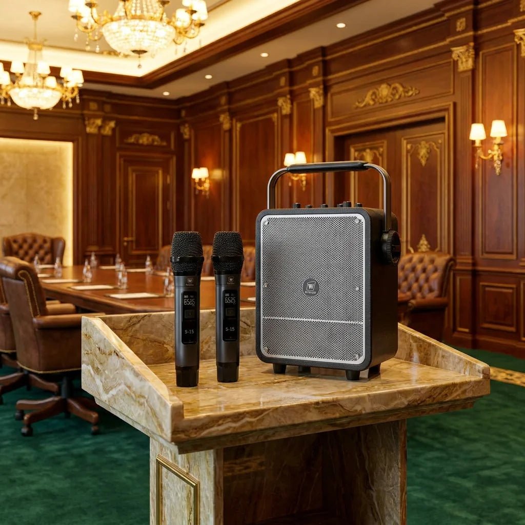 WinBridge S200 150W High - Power Karaoke Machine with 2 Wireless Microphones, Premium Voice Amplifier/PA System, Portable Bluetooth Speaker with Microphone for Party, Outdoor, Classroom, Singing, Guitar Amp - WinBridge