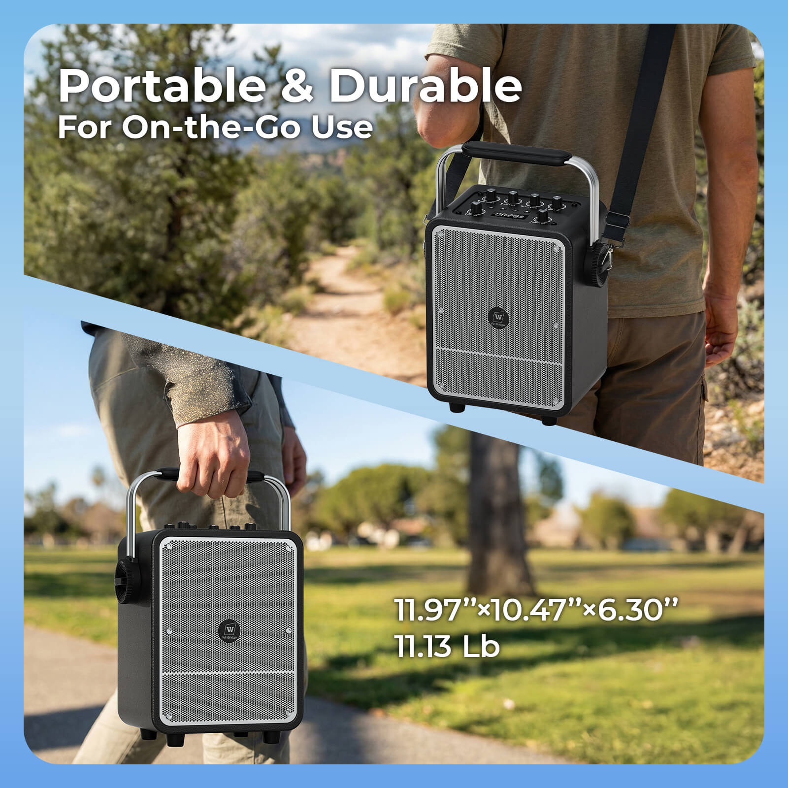 WinBridge S200 150W High - Power Karaoke Machine with 2 Wireless Microphones, Premium Voice Amplifier/PA System, Portable Bluetooth Speaker with Microphone for Party, Outdoor, Classroom, Singing, Guitar Amp - WinBridge