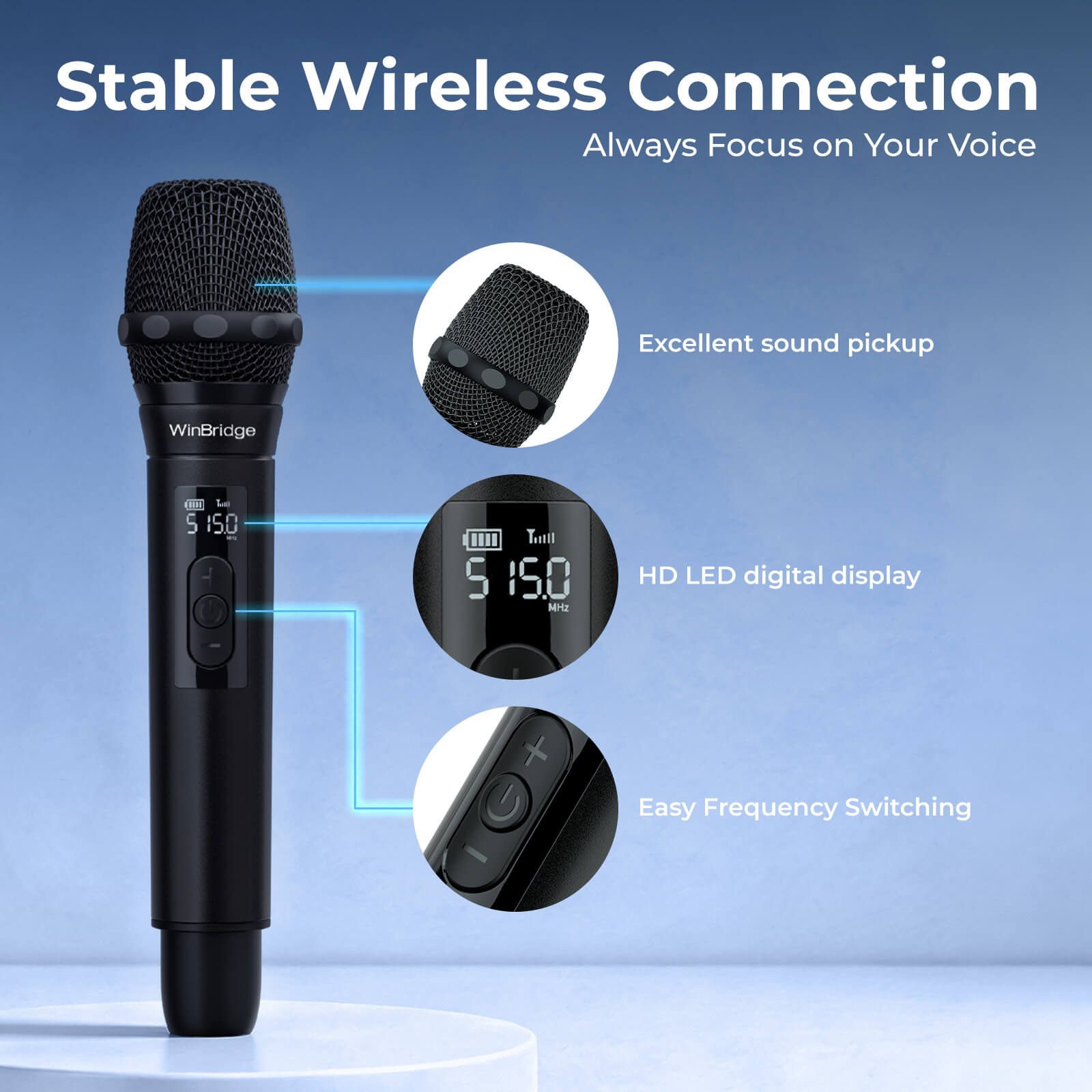WinBridge S200 150W High - Power Karaoke Machine with 2 Wireless Microphones, Premium Voice Amplifier/PA System, Portable Bluetooth Speaker with Microphone for Party, Outdoor, Classroom, Singing, Guitar Amp - WinBridge