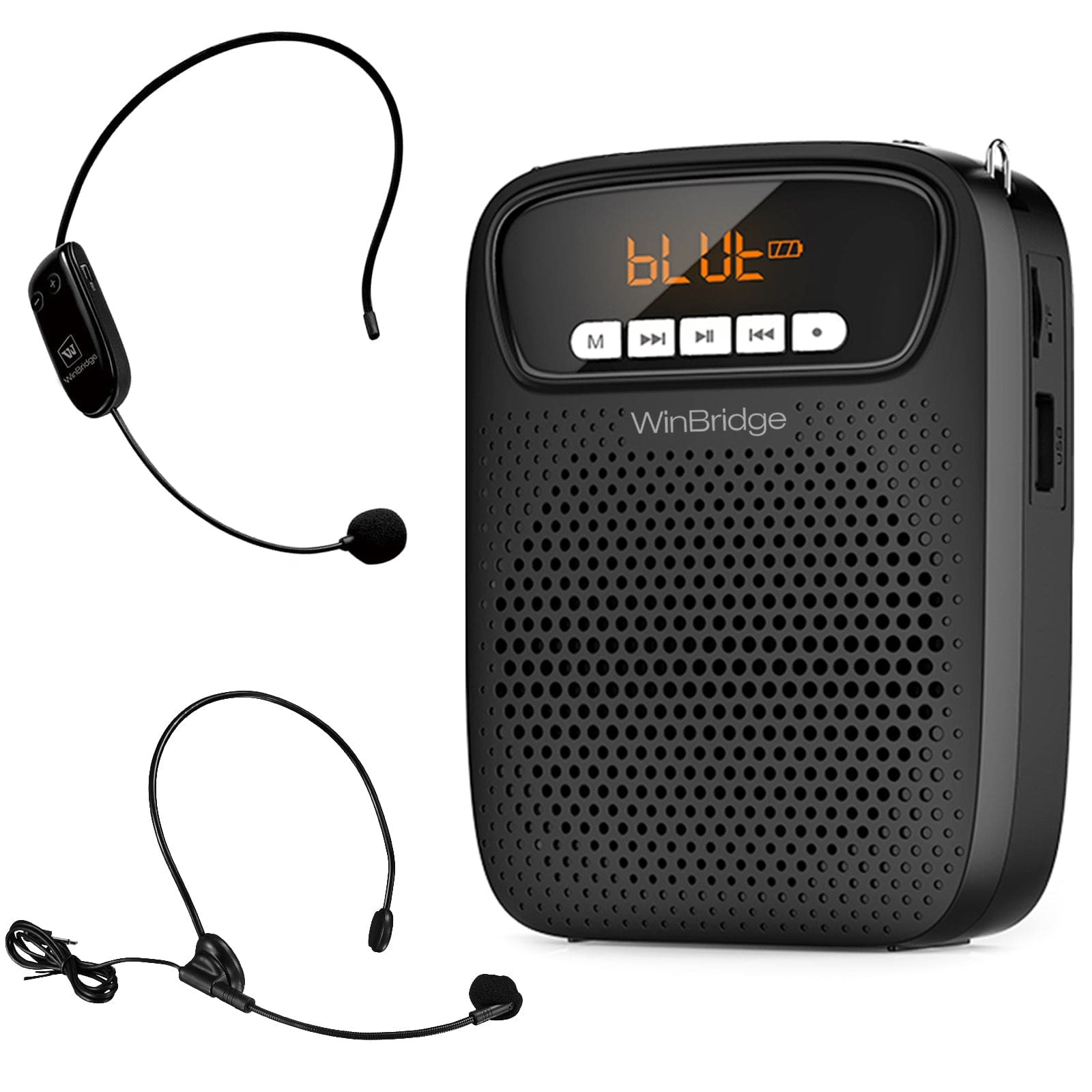 WinBridge S278UHF Portable Voice Amplifier Wireless & Wired Headset Microphone Speaker Mini Lightweight Personal Classroom Mic for Teachers Supports AUX Input,Bluetooth 5.0,Recording - WinBridge