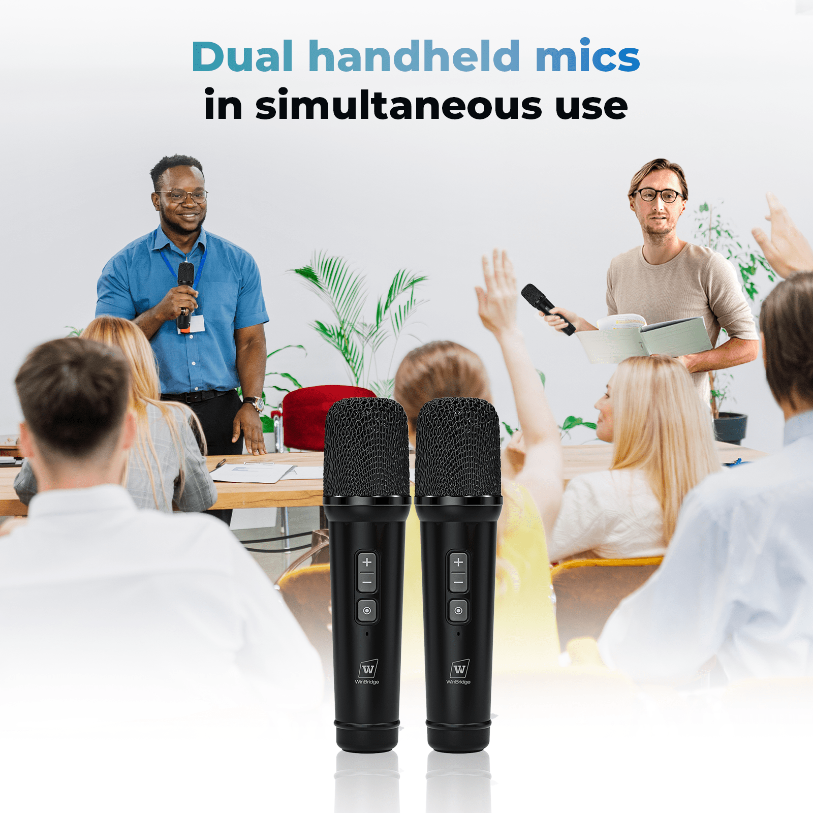 WinBridge S90 Voice Amplifier with 2 Wireless Handheld Microphones, 30W Portable PA System Speaker, HD Clear Sound & Powerful Bass, Bluetooth Mic & Karaoke Machine for Teachers, Tour Guide, Singing - WinBridge