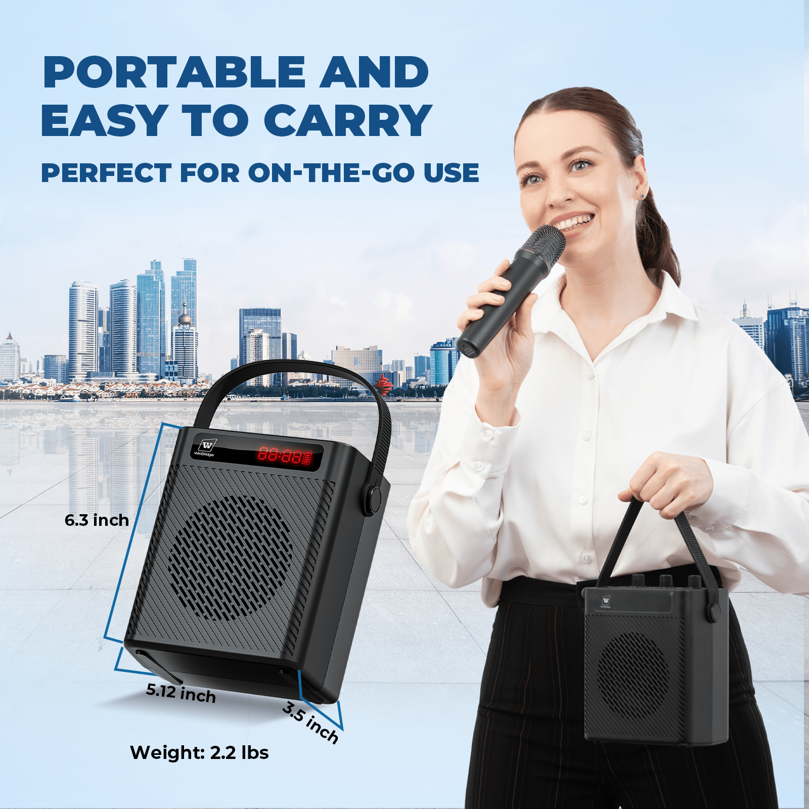 WinBridge S93 Pro Voice Amplifier with Wireless Microphone & Speaker - Portable Mini Bluetooth PA System with Handheld Mic, 30W Ultra - Light Rechargeable Megaphone for Teachers, Speech & Events - WinBridge