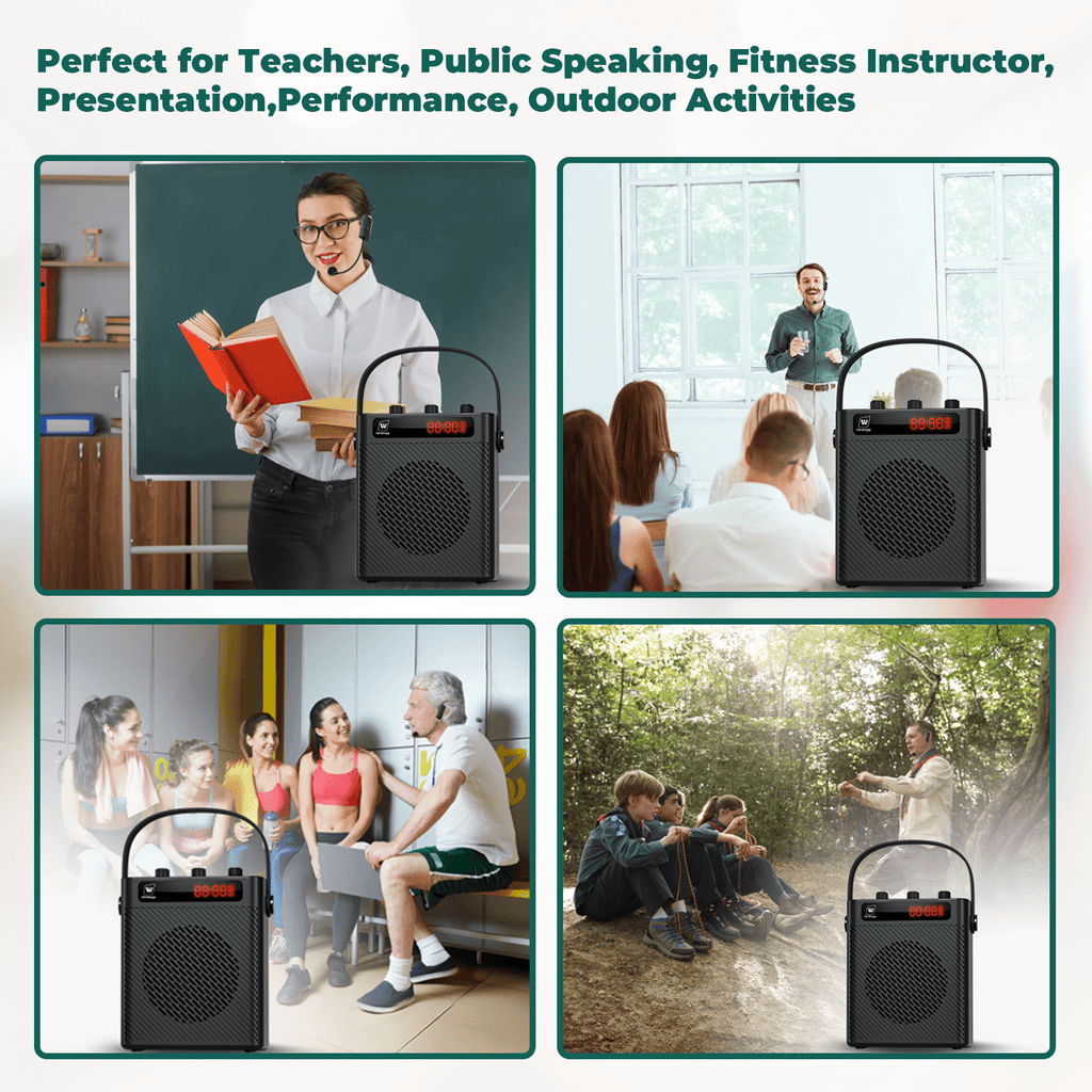 WinBridge S93 Voice Amplifier Wireless Microphone 30W Portable Lightweight Bluetooth 5.3 Mini Pa System for Teachers, 2900mAh Rechargeable Small Speaker with Headset Mic for Classroom, Speaking - WinBridge