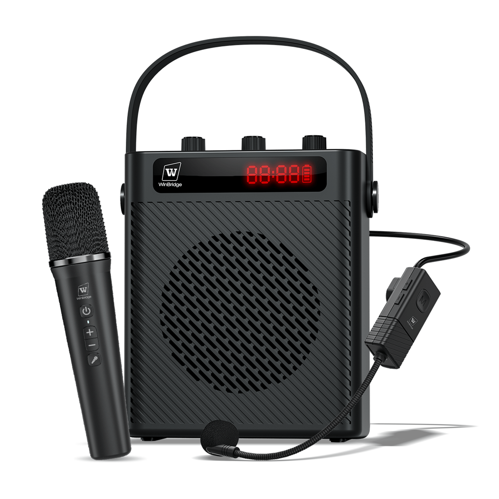 WinBridge S95 Bluetooth 5.3 Voice Amplifier with Wireless Headset Mirophone&Handheld Mic, 4 Sound Effects, Personal Megaphone Pa System Speaker for Teachers Indoor Outdoor Party - WinBridge