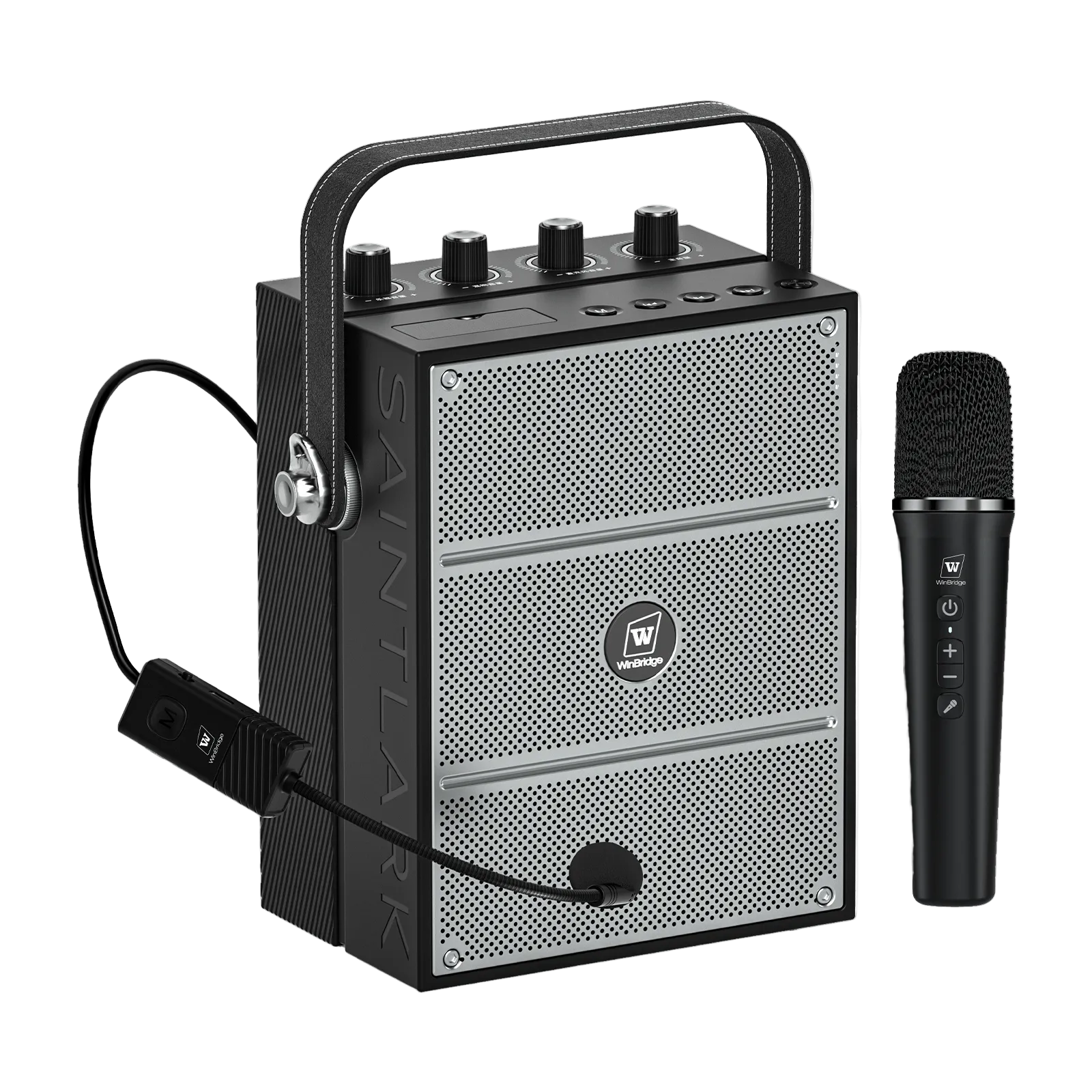 WinBridge S97 60W Powerful Wireless Voice Amplifier with Handheld and Headset Microphones for Teachers,Portable PA System with Sound Effects, Karaoke Speaker and Mic System Support Guitar Play - WinBridge