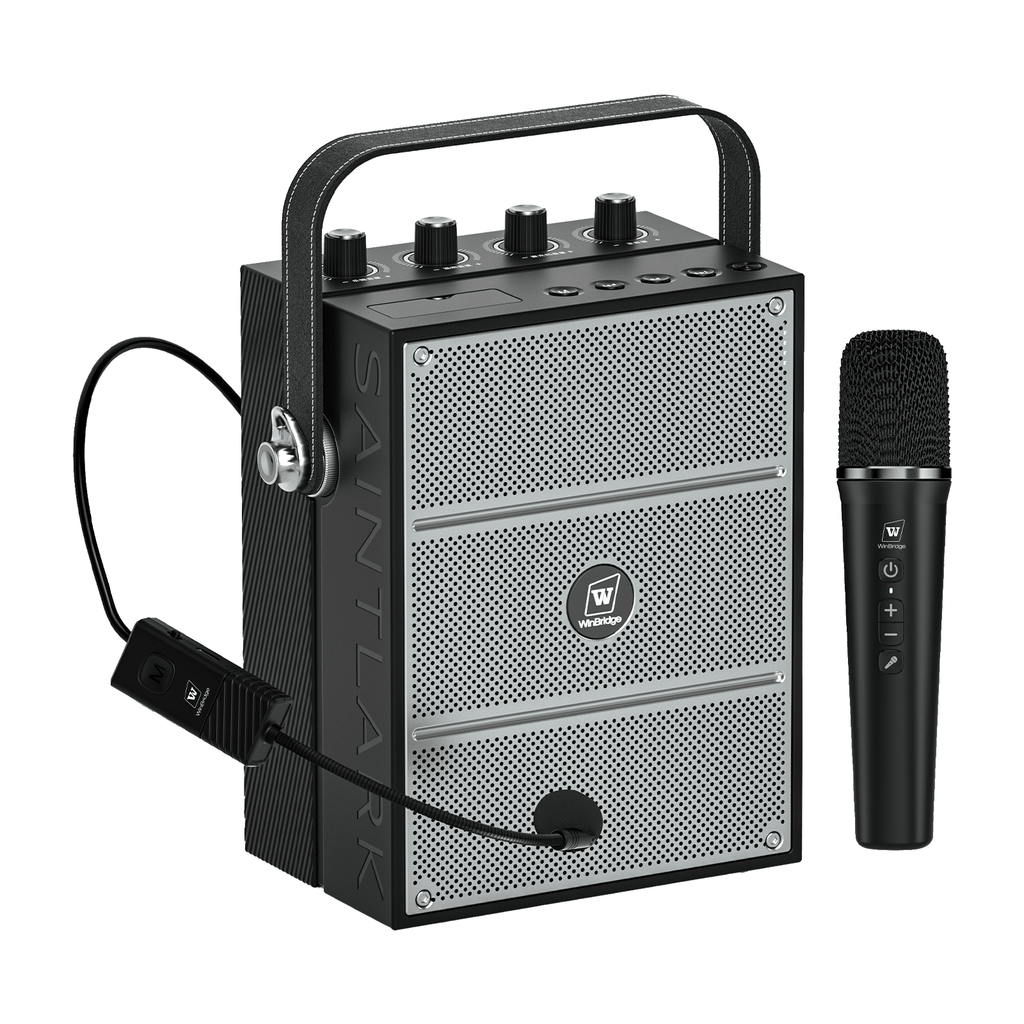 WinBridge S97 60W Powerful Wireless Voice Amplifier with Handheld and Headset Microphones for Teachers,Portable PA System with Sound Effects, Karaoke Speaker and Mic System Support Guitar Play - WinBridge