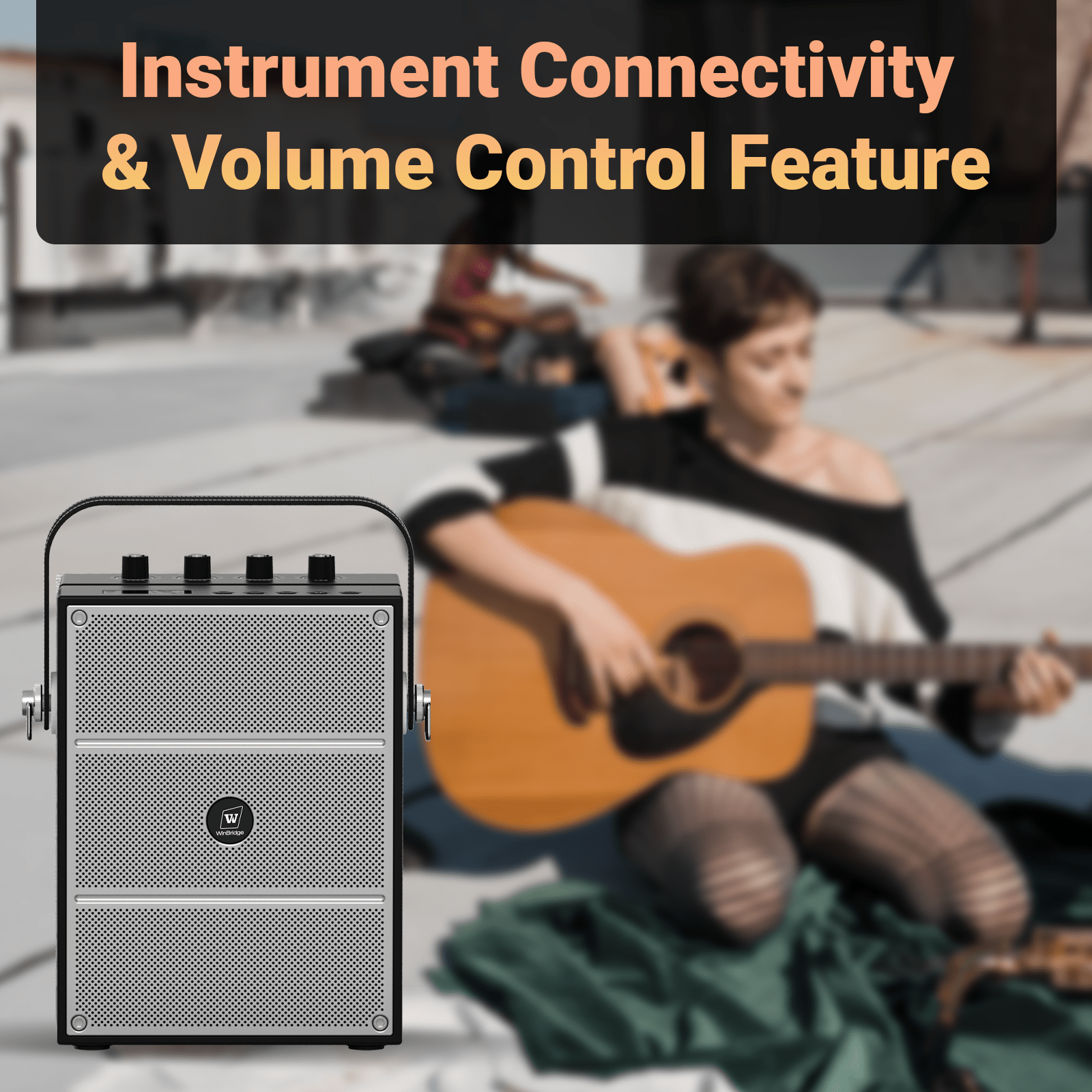 WinBridge S97 60W Powerful Wireless Voice Amplifier with Handheld and Headset Microphones for Teachers,Portable PA System with Sound Effects, Karaoke Speaker and Mic System Support Guitar Play - WinBridge