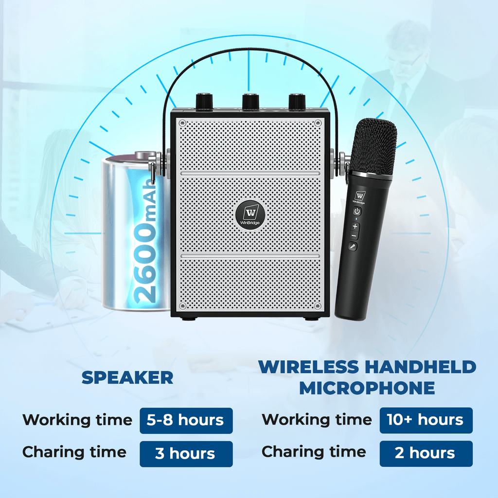 WinBridge S98 Pro Wireless Voice Amplifier with Handheld Microphone, Portable Speaker and Microphones for Teachers & Events, Wireless Karaoke Mic for Singing, PA System with Echo & Sound Effects - WinBridge
