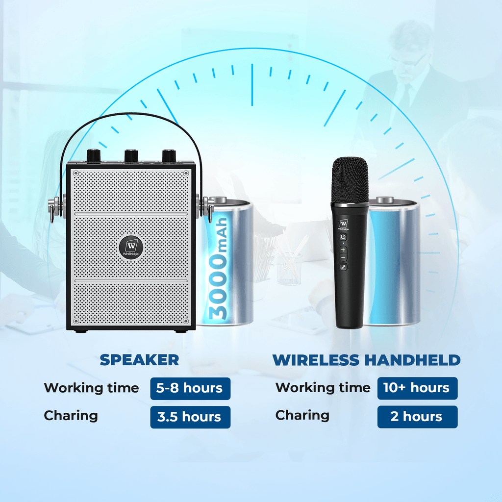 WinBridge S98 Pro Wireless Voice Amplifier with Handheld Microphone, Portable Speaker and Microphones for Teachers & Events, Wireless Karaoke Mic for Singing, PA System with Echo & Sound Effects - WinBridge