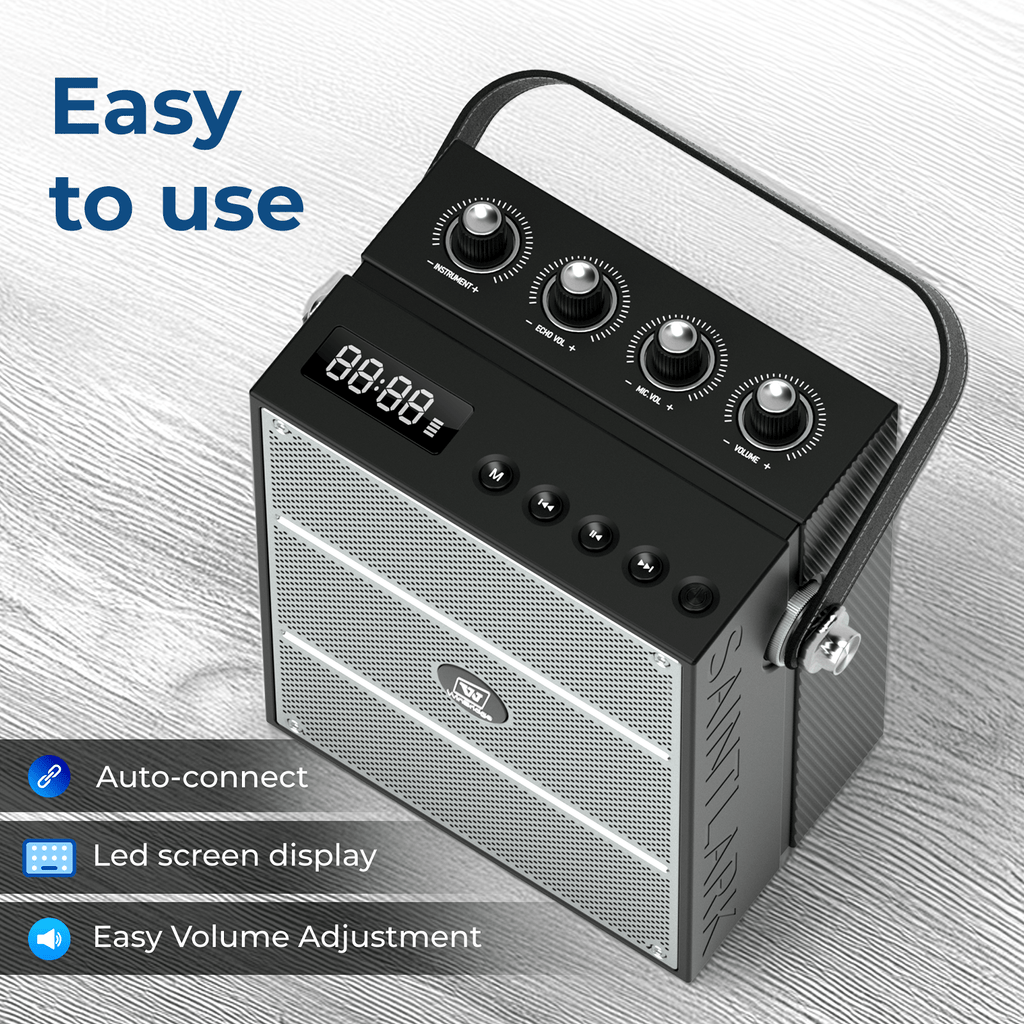 WinBridge S99 100W Powerful Wireless Voice Amplifier with Two Handheld Microphones for Teachers,Portable PA System with Sound Effects, Karaoke Speaker and Mic System Support Guitar Play - WinBridge