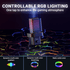 WinBridge USB Recording Microphone - Computer Cardioid Condenser PC Gaming Mic with RGB Light, Gain Control, Headphones Jack, Mute Button, Monitoring, Desktop Stand for Streaming, Podcasting - WinBridge