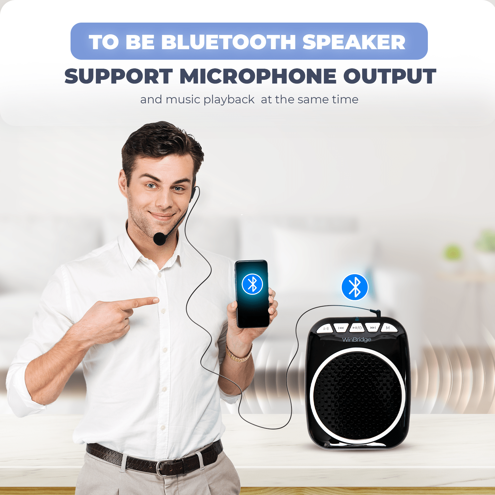 WinBridge WB001 Portable Voice Amplifier Rechargeable Ultralight For Teachers - WinBridge