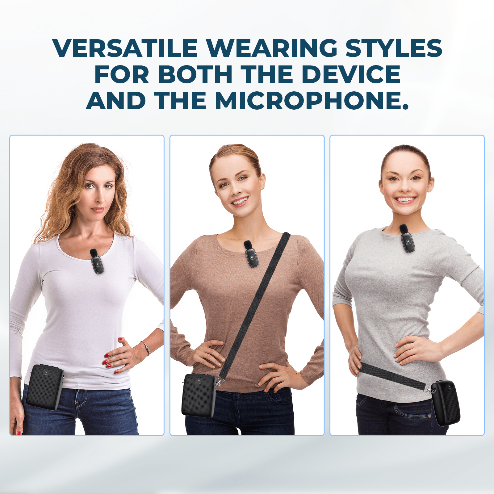 WinBridge WB005 Wireles Voice Amplifier with Bluetooth Lavalier Lapel Microphone for Teachers,15W Portable Speaker and Wireless Clip On Microphone System, Mini Megaphone Speaker Mic Set 2600mAh - WinBridge