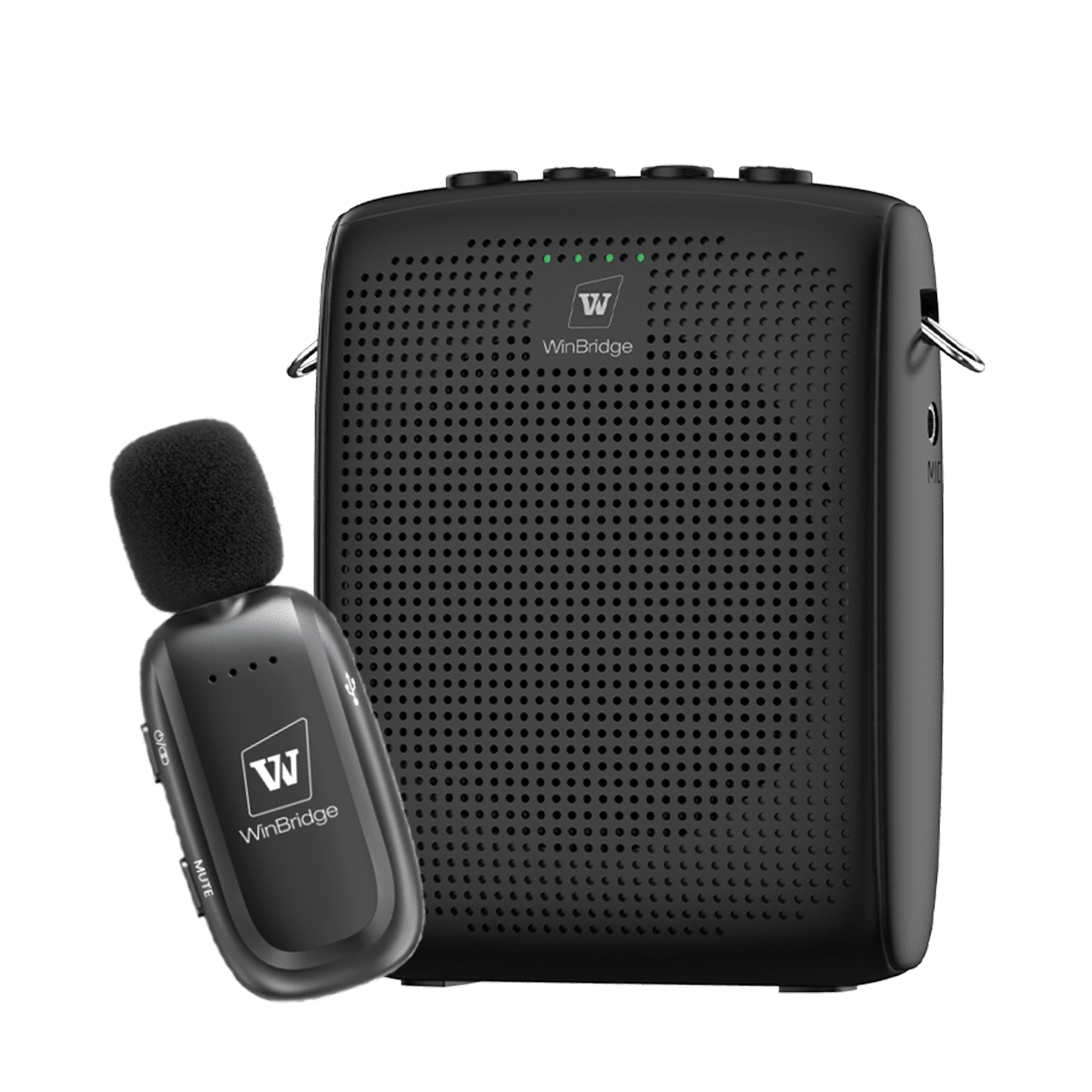WinBridge WB005 Wireles Voice Amplifier with Bluetooth Lavalier Lapel Microphone for Teachers,15W Portable Speaker and Wireless Clip On Microphone System, Mini Megaphone Speaker Mic Set 2600mAh - WinBridge