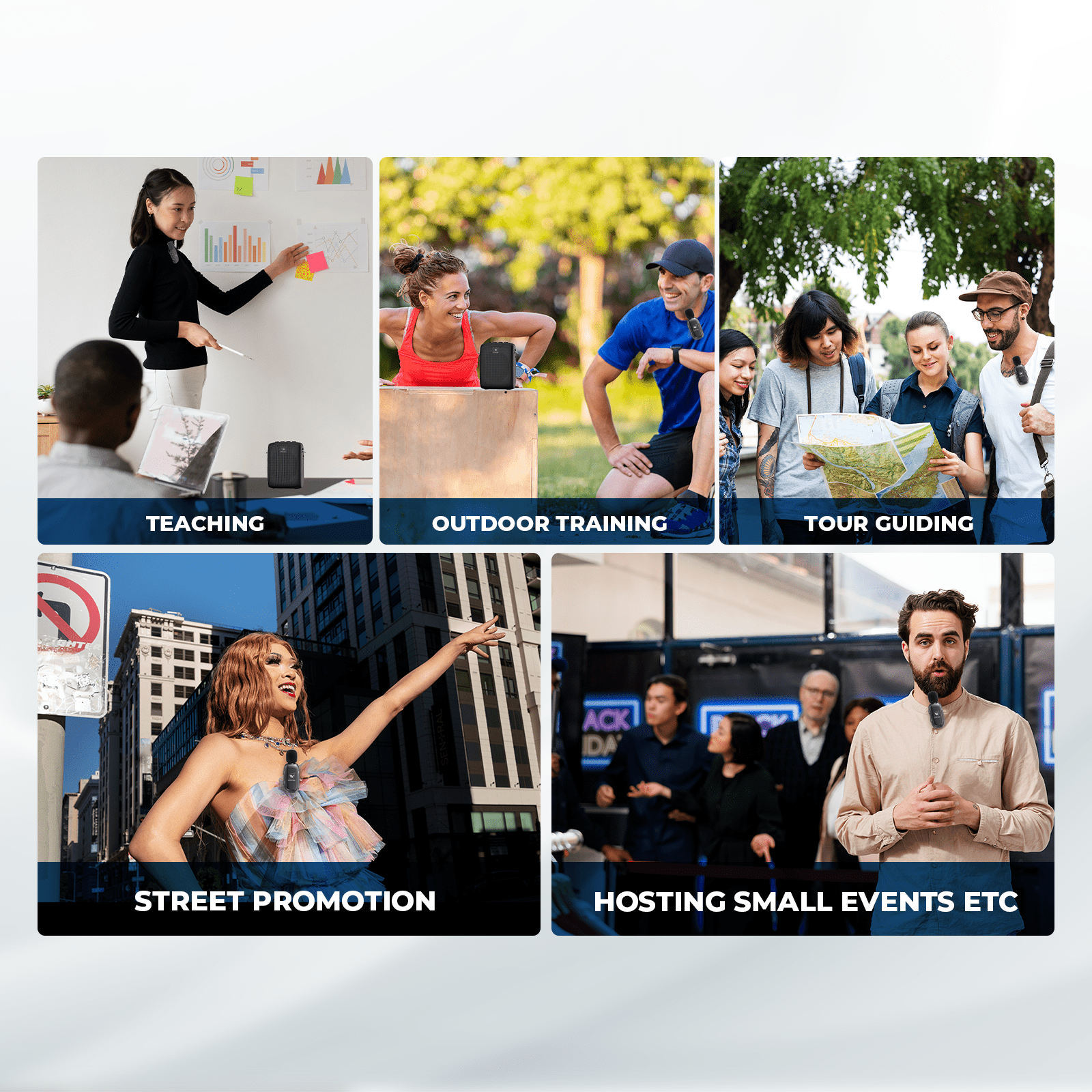 WinBridge WB005 Wireles Voice Amplifier with Bluetooth Lavalier Lapel Microphone for Teachers,15W Portable Speaker and Wireless Clip On Microphone System, Mini Megaphone Speaker Mic Set 2600mAh - WinBridge