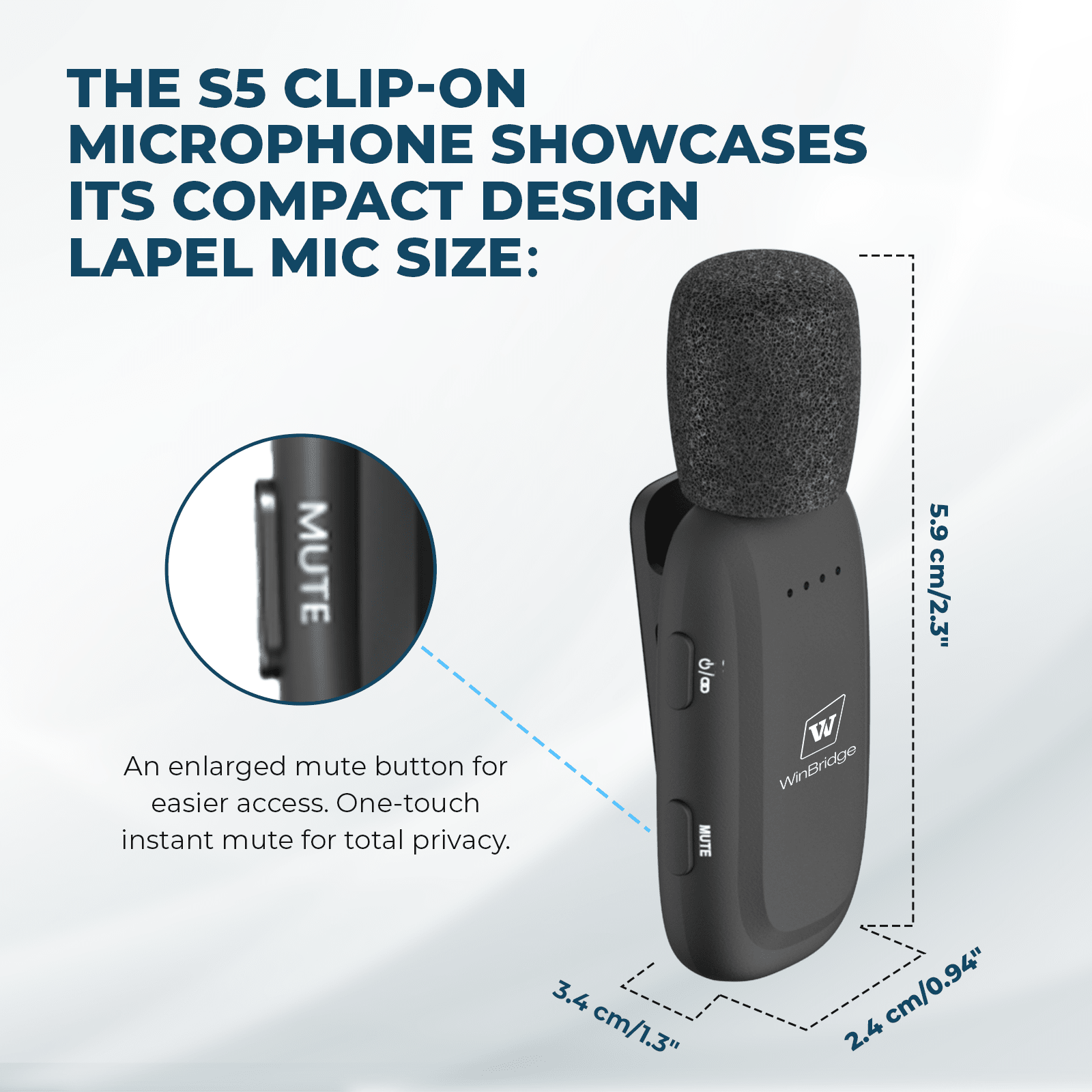 WinBridge WB005 Wireles Voice Amplifier with Bluetooth Lavalier Lapel Microphone for Teachers,15W Portable Speaker and Wireless Clip On Microphone System, Mini Megaphone Speaker Mic Set 2600mAh - WinBridge