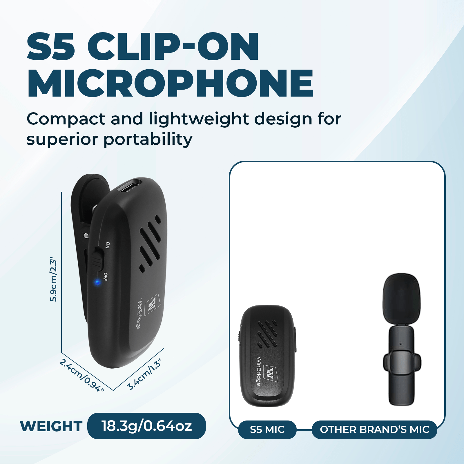 WinBridge WB005 Wireles Voice Amplifier with Bluetooth Lavalier Lapel Microphone for Teachers,15W Portable Speaker and Wireless Clip On Microphone System, Mini Megaphone Speaker Mic Set 2600mAh - WinBridge