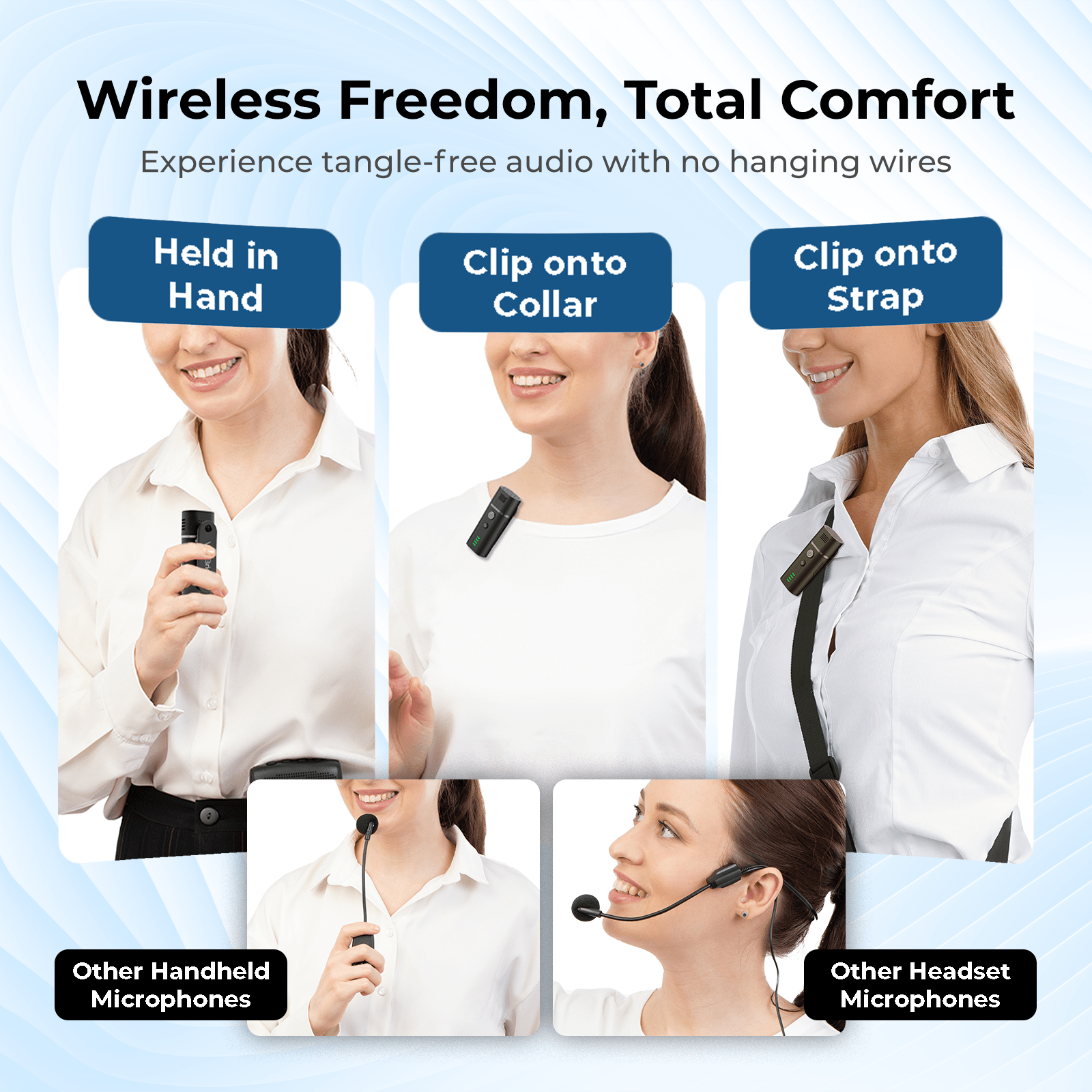 WinBridge WB006 Portable Voice Amplifier with Wireless Lavalier Microphone,Teacher Mic with Speaker,Wireless Amplifier for Teachers, Clip On Microphone System Bluetooth Speaker, Headset Megaphone, 15W - WinBridge