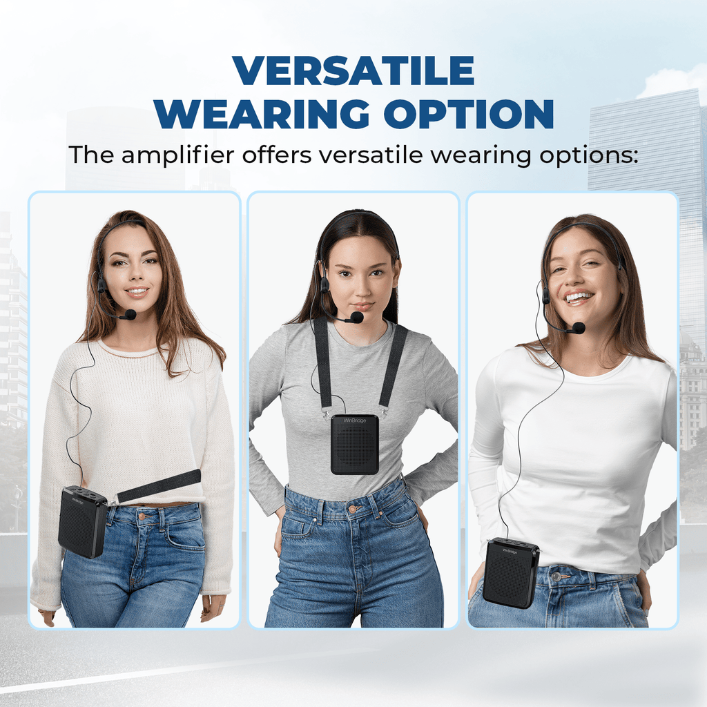 WinBridge WB008 Voice Amplifier with Portable Microphone, Teacher Microphone for Classroom,Tour Guide Speaker, Headset Mic for Group Instructor, Megaphone Mic, Clear Sound| No Feedback - WinBridge