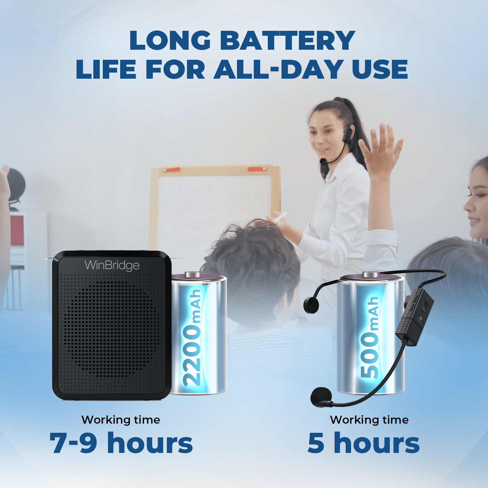 WinBridge WB008U Wireless Voice Amplifier UHF Microphone, Portable Speaker Microphone with Bluetooth, Personal Voice Enhancer Clear Original Sound, Small PA System for Teachers, Public Speaking - WinBridge